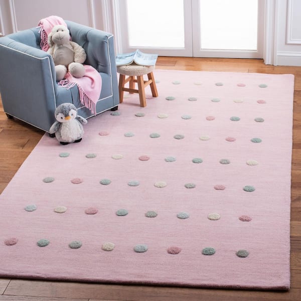 Kids 3 ft. x 5 ft. Light Pink Polka-Dot Area Rug