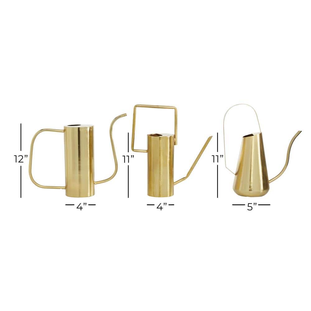 Glamorous Gold Metal Watering Can Planter Trio - Indoor/Outdoor Use