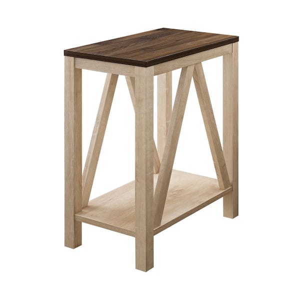 Welwick Designs Narrow A Frame Side Table - Dark Walnut/White Oak