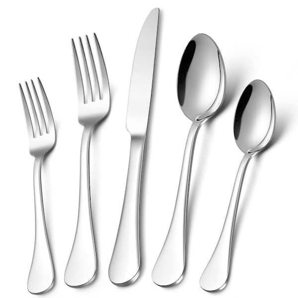 18/10 Stainless Steel Flatware Set for 12, 60-Piece Silverware Cutlery Service with Mirror Polish