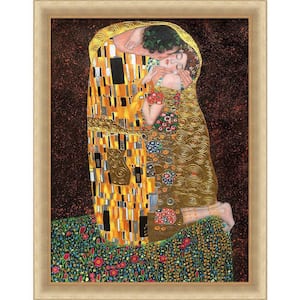 The Kiss (Luxury Line) by Gustav Klimt Andover Champagne Framed People Oil Painting Art Print 35.38 in. x 45.38 in.