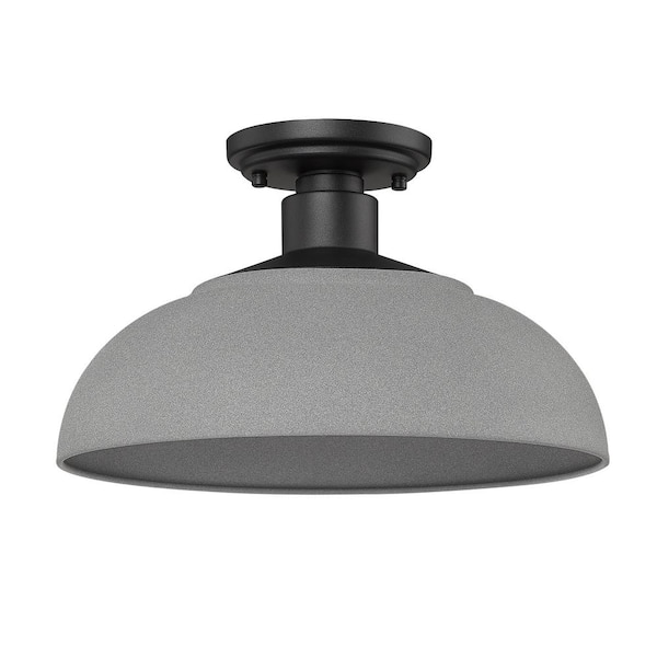 Golden Lighting Levitt 1-Light Natural Black and Natural Gray Outdoor Semi-Flush Mount Light