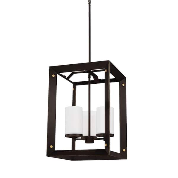 Generation Lighting Chatauqua 3-Light Antique Bronze Hall-Foyer Pendant with LED Bulbs