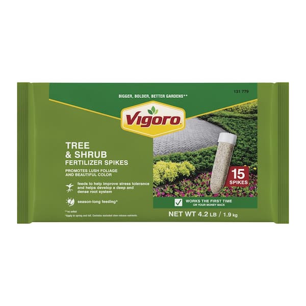 Vigoro 4.2 lb. All Season Tree and Shrub Fertilizer Spikes (12-5-7)  (15-Count) 154205 - The Home Depot