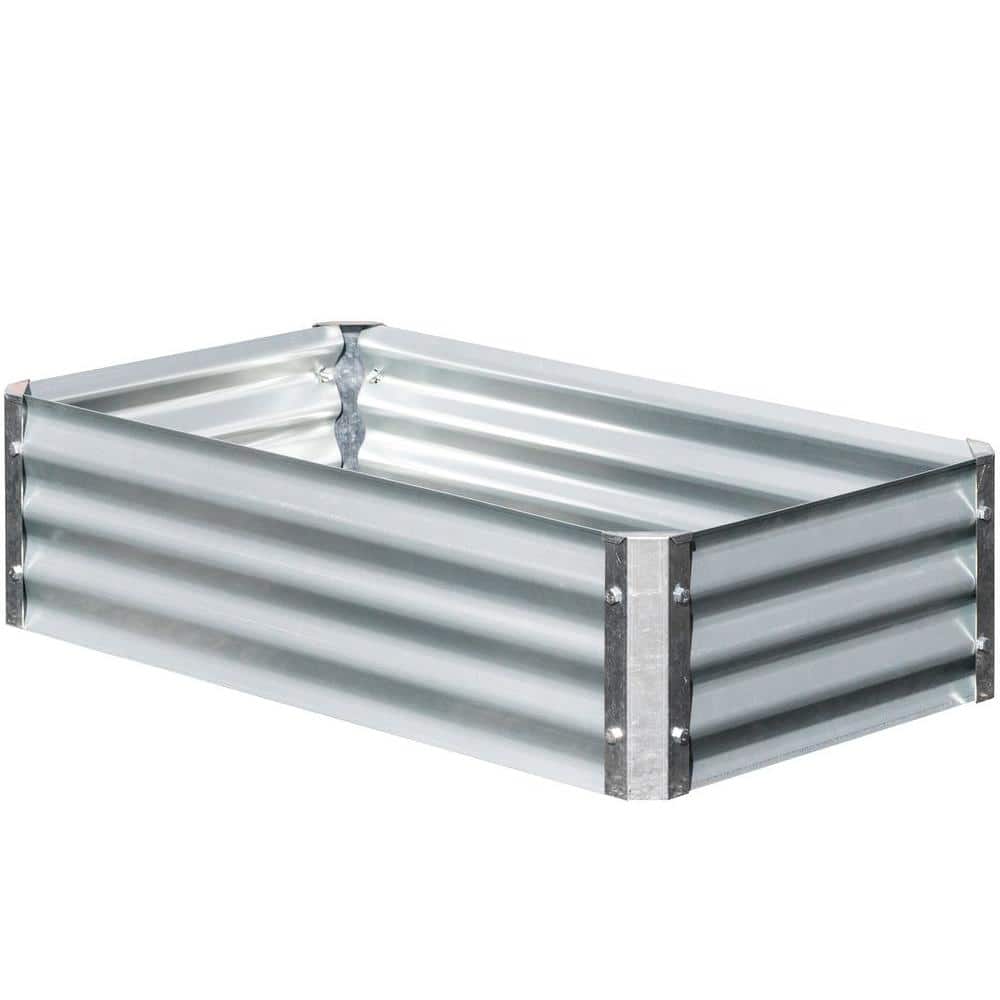 Silver Galvanized Steel 40" Rectangular Raised Garden Bed
