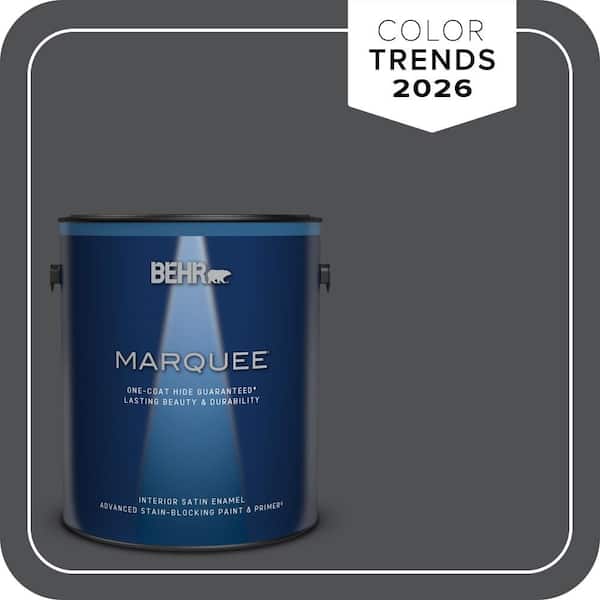 BEHR MARQUEE 1 gal. #PPU18-01 Cracked Pepper One-Coat Hide Satin Enamel Interior Paint & Primer