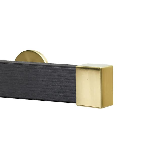 Kontur EVO Pro 60 in. Non-Adjustable 2 in. Single Traverse Curtain Rod Set in Ebony with Vintage Brass Endcap Finial