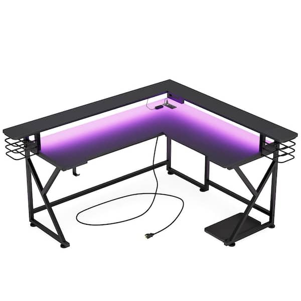 Eyerson L-Shape Gaming Desk with Built in Outlets 17 Stories Color (Top/Frame): Black, Size: 33.30 H x 63 W x 31.50 D