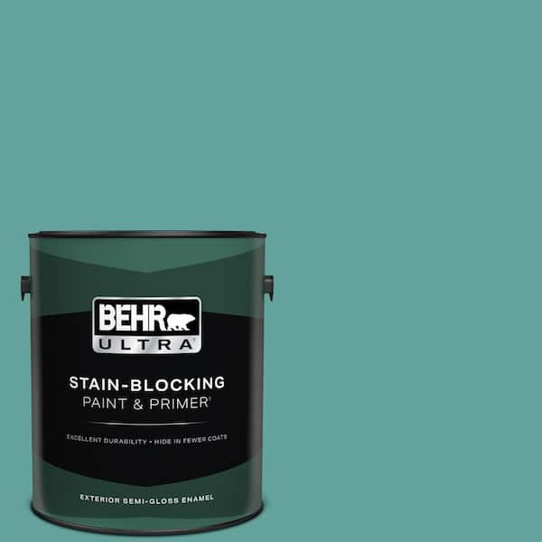 BEHR ULTRA 1 gal. #M450-5 Aqua Rapids Semi-Gloss Enamel Exterior Paint & Primer