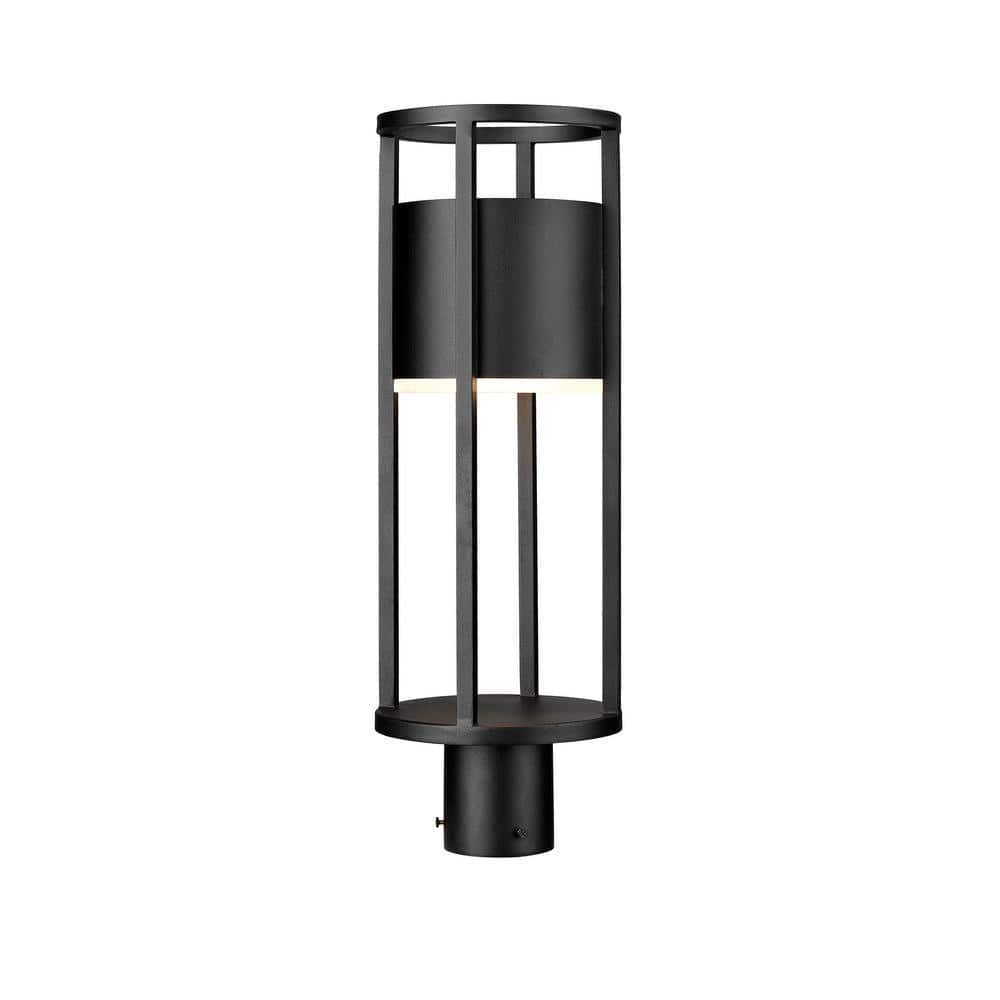 Luca 1-Light Black Aluminum Hardwired Outdoor Weather Resistant Post-Light 