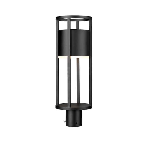 Unbranded Luca 1-Light Black Aluminum Hardwired Outdoor Weather Resistant Post-Light with Integrated LED