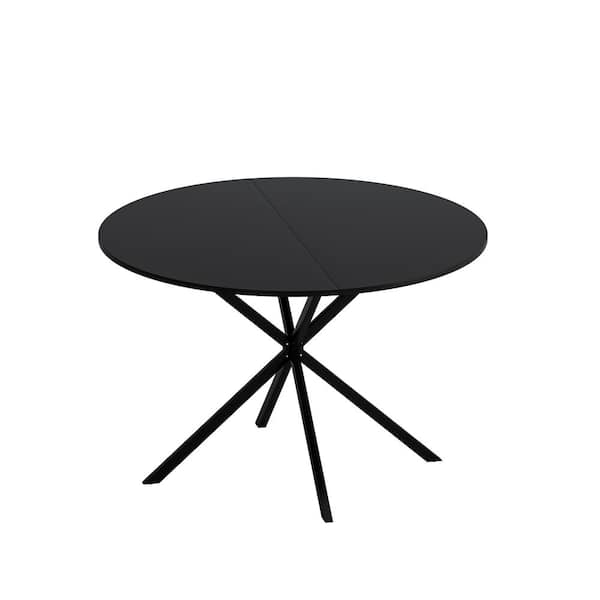 Sudzendf Black MDF Round Outdoor Side Table 1-Piece
