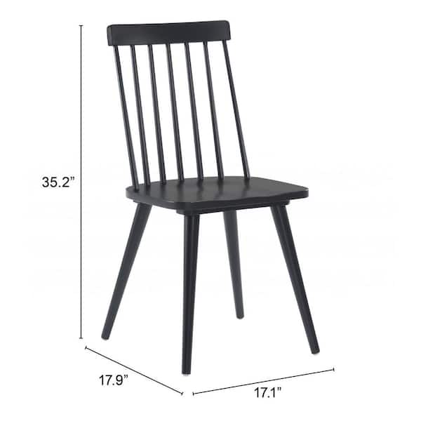 HomeRoots Black Wood Windsor Back Side Chair (Set Of 2)