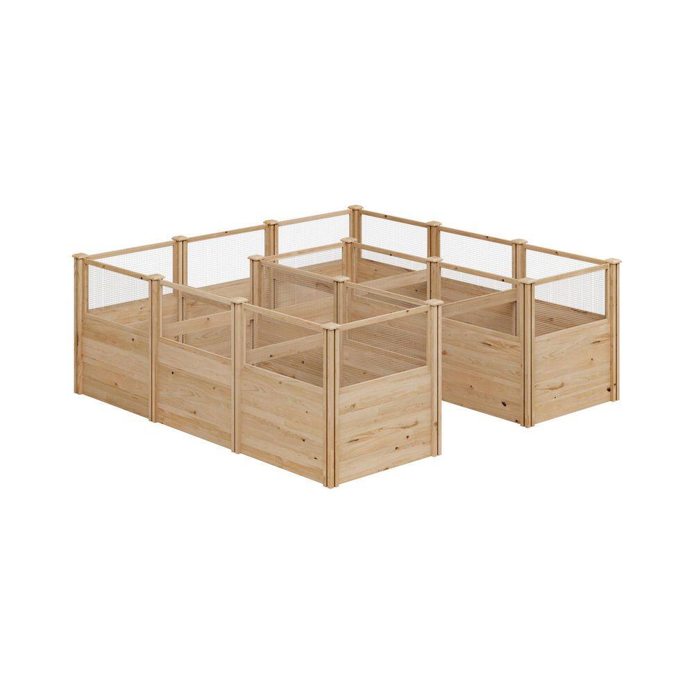 Garden 95.3 in. L x 95.3 in. W x 34.2 in. H L-Shaped Outdoor Cedar Wood Planter Box Set with Mesh Fencing, Mortise-Tenon price history on PriceWatchPro