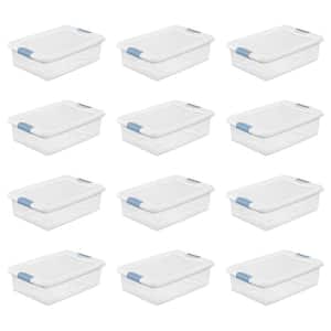 32 qt. Storage Box Stackable Latching Container in Clear (12-Pack)