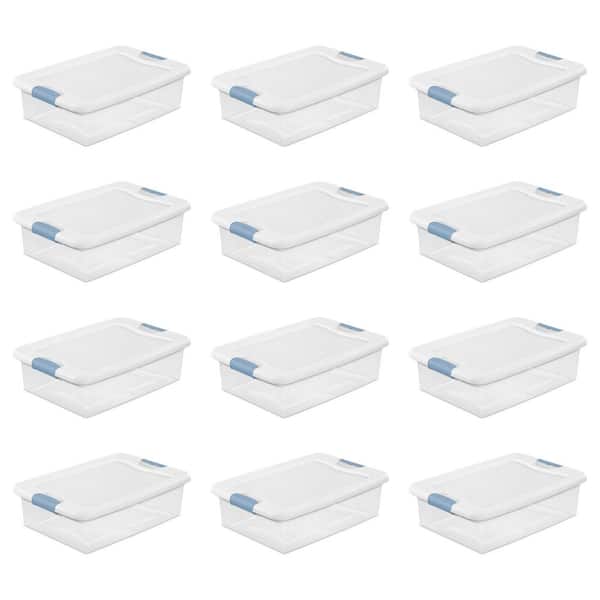 Sterilite 32 qt. Storage Box Stackable Latching Container in Clear (12-Pack)