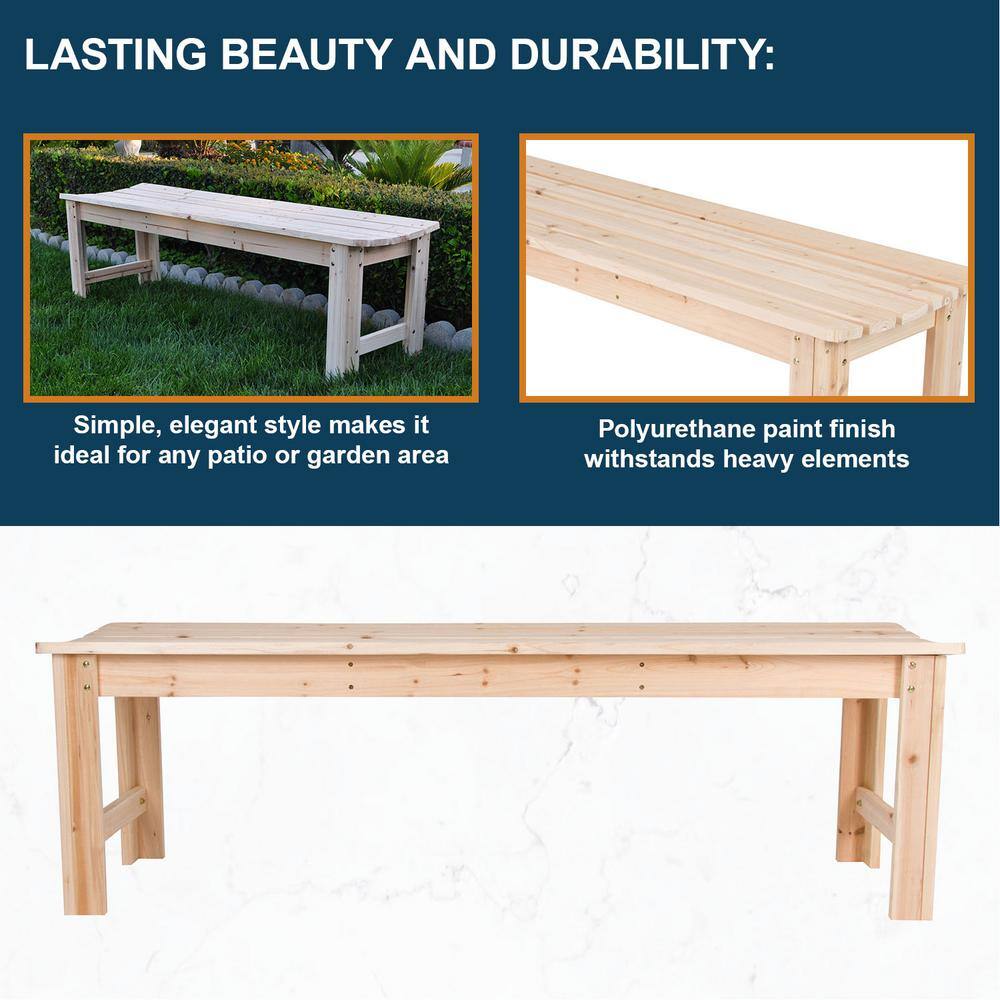 Natural Yellow Cedar 5-Foot Backless Garden Bench