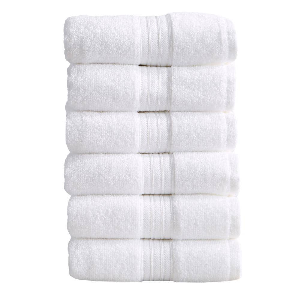 FRESHFOLDS Orange Solid 100% Cotton Ribbed Bath Towel (Set of 6)