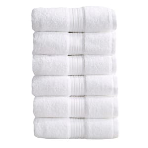 White Solid 100% Cotton Hand Towel (Set of 6)