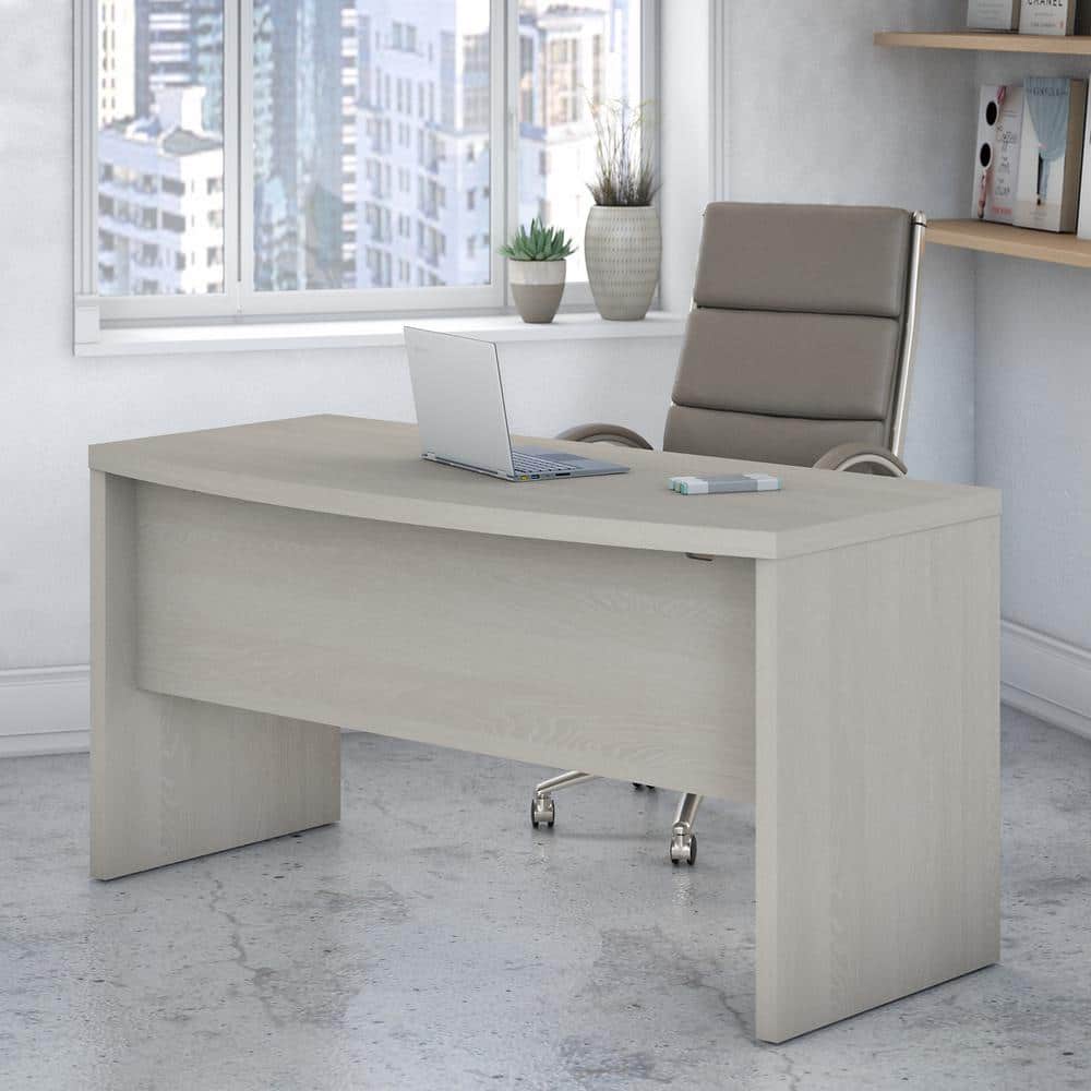 Echo 60" Gray Sand Wood Bow Front Home Office Desk