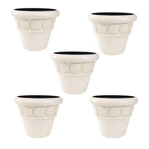 32 in. Dia Aged White Composite Commercial Planter (5-Pack)