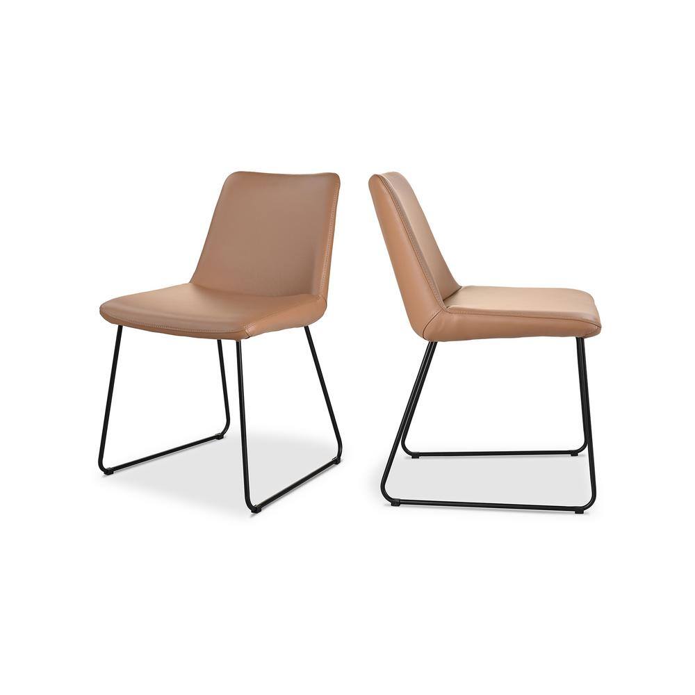 Villa Light Brown Leather Upholstered Dining Chair Set