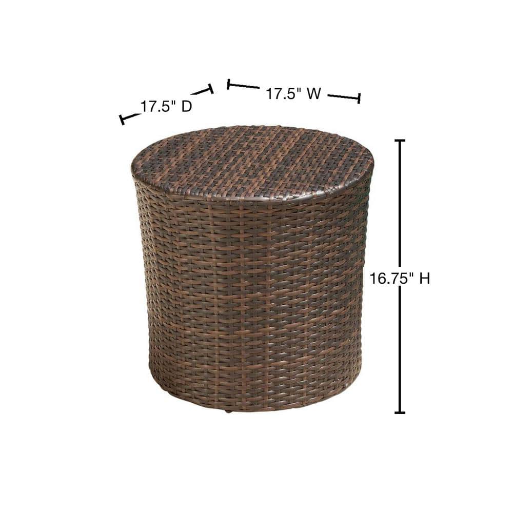Keaton Multi-Brown Wicker Barrel Outdoor Side Table