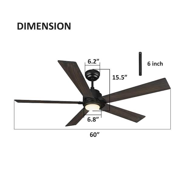 CARRO Aspen 60 in. Dimmable LED Indoor/Outdoor Black Smart Ceiling 