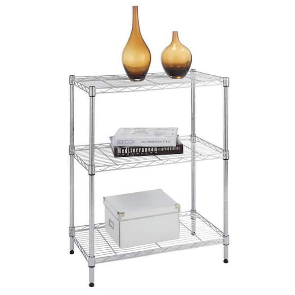 3-Tier Steel Wire Shelving Unit in Chrome (24 in. W x 30 in. H x 14 in. D)