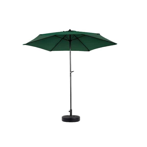 Tenleaf 9 ft. Steel Market Outdoor Patio Umbrella in Dark Green with Push Button Tilt and Crank, 6-Sturdy Ribs