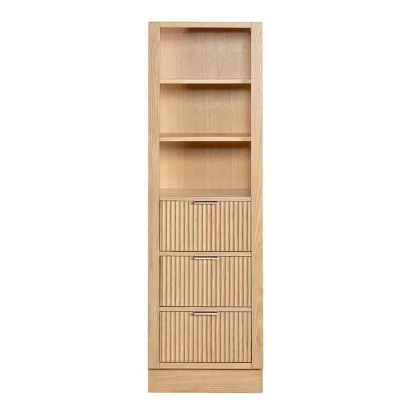 Milan 20 in. W x 16 in. D x 65 in. H Freestanding Bathroom Linen Cabinet in Natural Oak