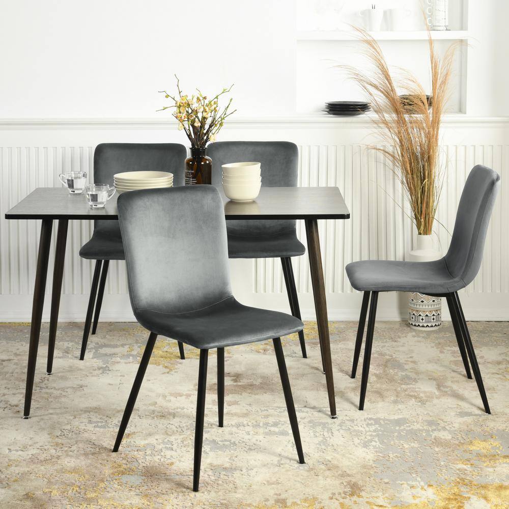 Homy Casa Scargill Grey Velvet Upholstered Side Dining Chairs ( Set of 4 )