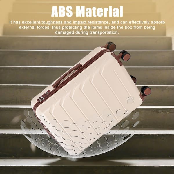 Tatahance 28 in. Beige ABS Hard Shell Scratch Resistant Surface