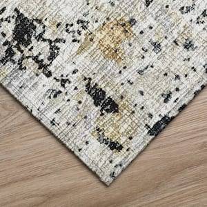 Accord Black 10 ft. x 14 ft. Abstract Indoor/Outdoor Washable Area Rug