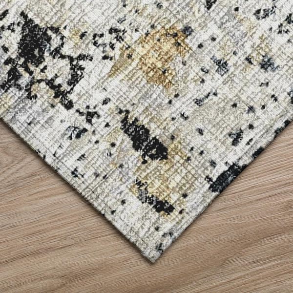 Accord Black 8 ft. x 10 ft. Abstract Indoor/Outdoor Washable Area Rug