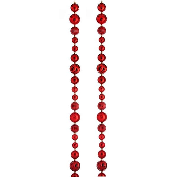 5 ft. Red Artificial Shatterproof Plastic Ball Ornament Garland