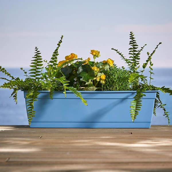 Dayton 24 in. Plastic Window Box Planter, Blue