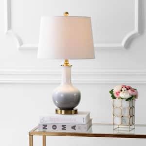 Gradient 25 in. White/Grey Ceramic/Brass Table Lamp