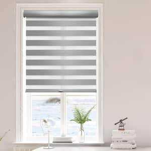 Gray Polyester 31 in.W x 72 in.L Blackout Cordless Zebra Fabric Roller Shades