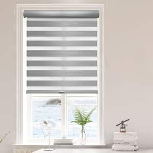Gray Polyester 35 in.W x 72 in.L Blackout Cordless Zebra Fabric Roller Shades