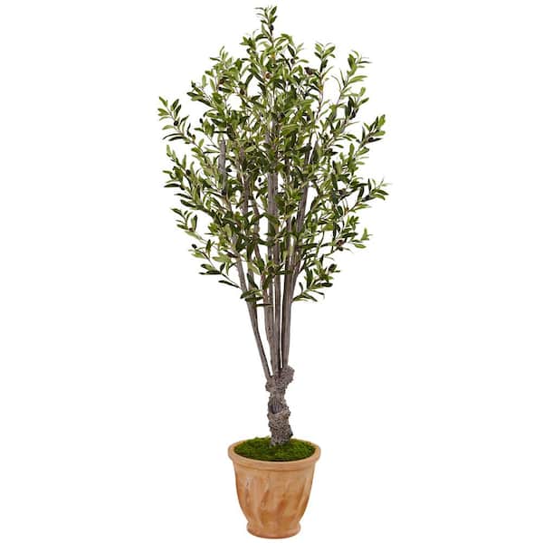 Nearly Natural Indoor Olive Artificial Tree In Terracotta Planter 5853 The Home Depot
