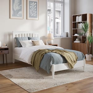 AFI Quincy White Solid Wood Frame Twin XL Low Profile Platform Bed