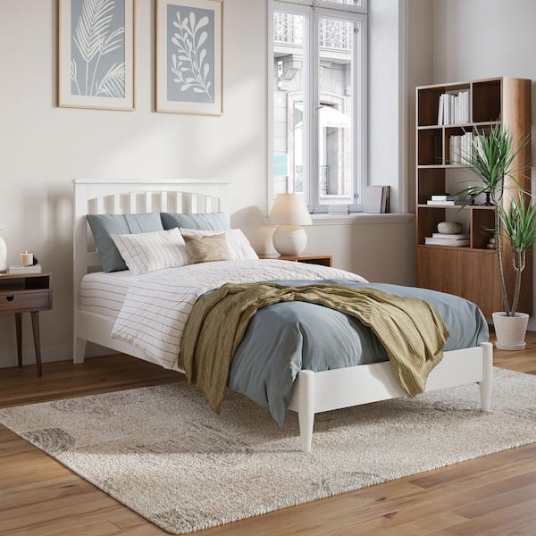 AFI Becket White Solid Wood Frame Twin X L Low Profile Platform Bed