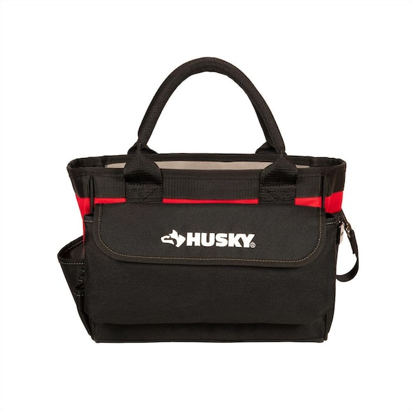 14 in. 15-Pocket Red Open Tool Bag with Padded Handles