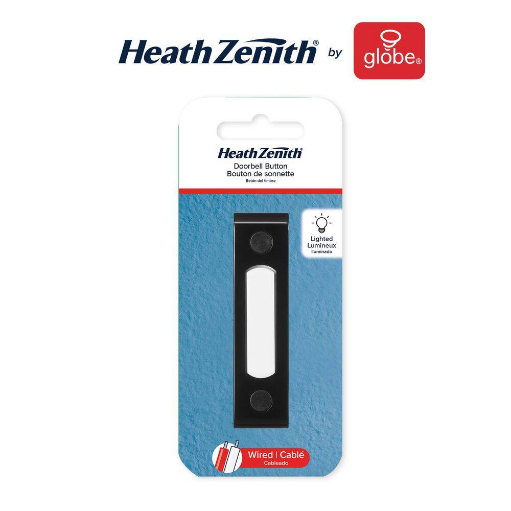 Black Metal and Plastic Lighted Wired Doorbell Button