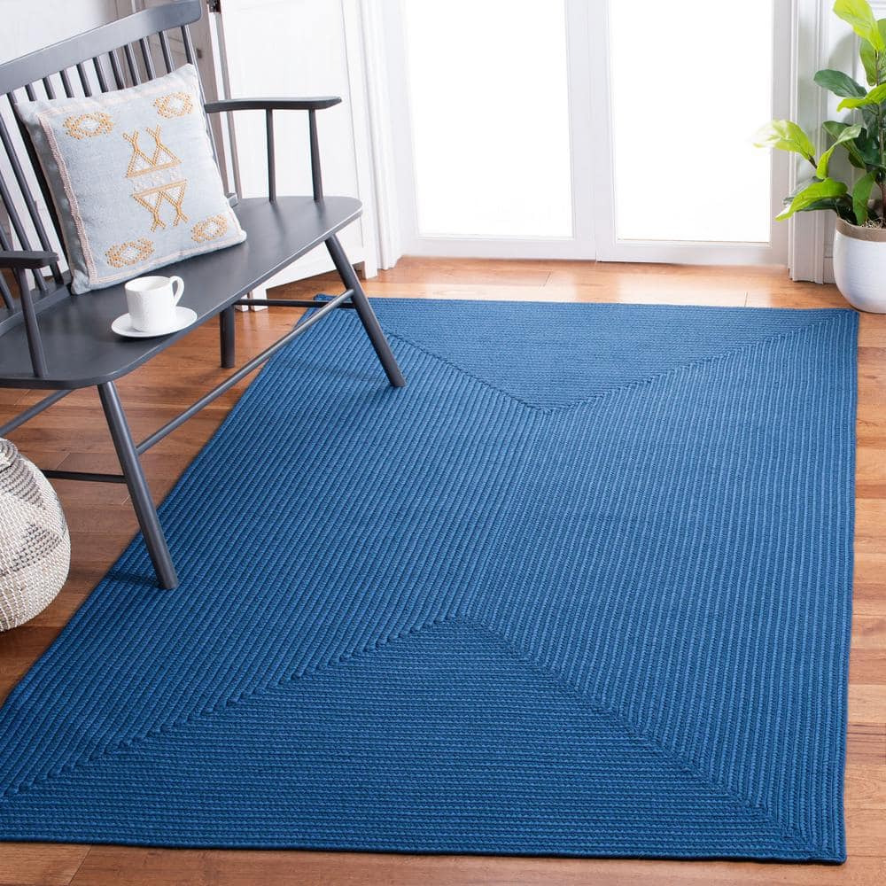 Handmade Blue Braided Synthetic 2' x 3' Accent Rug