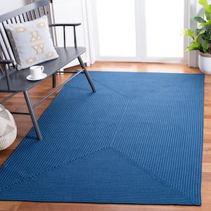 Braided Blue 2 ft. x 3 ft. Solid Color Gradient Area Rug