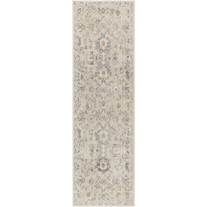 Oushak Home Cream 2 ft. x 8 ft. Floral Traditional Runner Area Rug