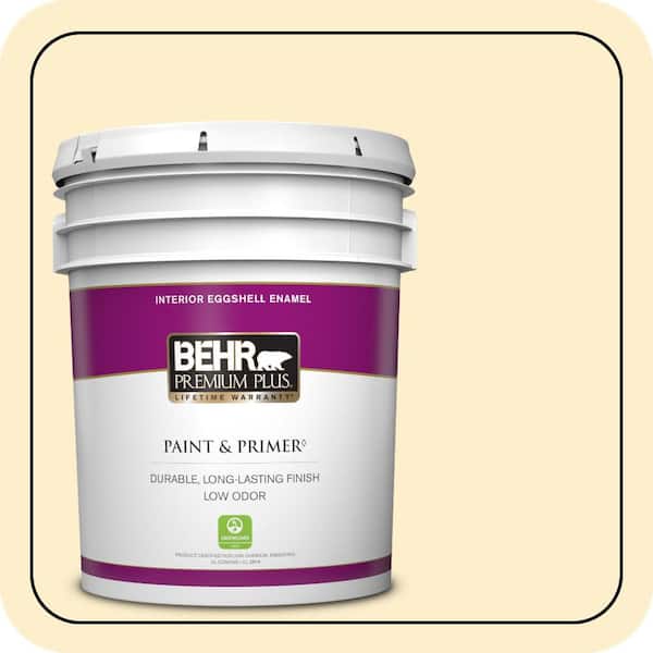 BEHR PREMIUM PLUS 5 gal. #360A-2 Morning Sunlight Eggshell Enamel Low Odor Interior Paint & Primer