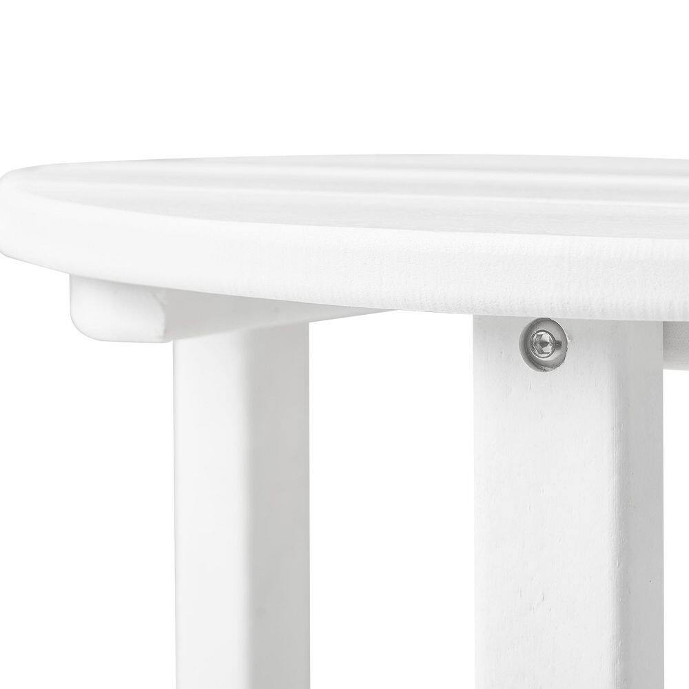 White 18" Round Polywood Outdoor Side Table